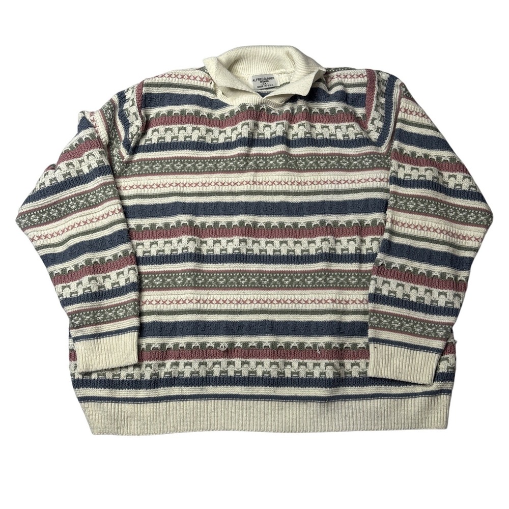Vintage Alfred Dunner Sweater Mens 2XL Collared Knit Grandma Style Cottagecore
